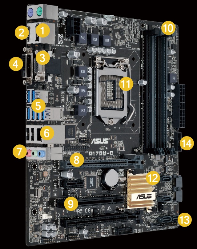 مادربرد ایسوس مدل Q170M-C با پشتیبانی نسل ۶ و ۷